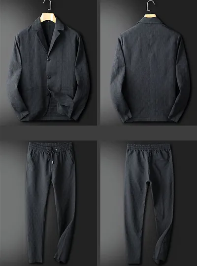 Men's New Light Luxury Dark Pattern Pleated Casual Suit