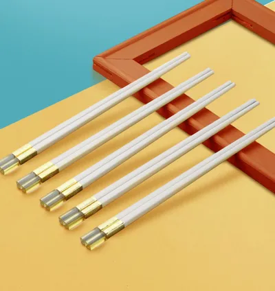 New Household Alloy Chopsticks Amber Gold Resistant To High Temperature