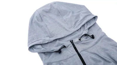 Grey Sport Hoodie Zip Long Sleeve
