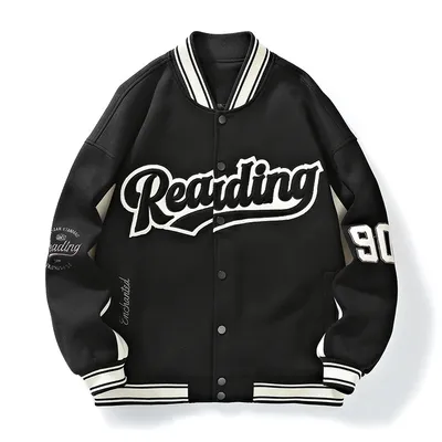 Men's Fashion Retro Alphabet Embroidered Baseball Uniform Coat