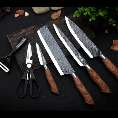 Kitchen Knives Stainless Steel Black Non-stick Knife 6 Piece Set