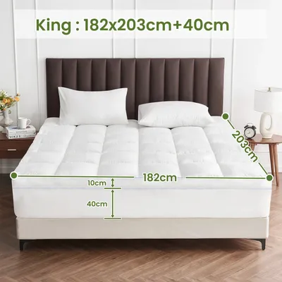 52X40X20 1500GSM Bamboo Mattress Topper Extra Thick 10CM Bed Topper