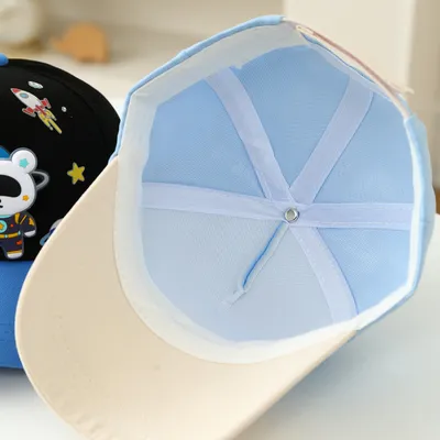 New Space Bear Kids' Baseball Cap - Colorful Baby Plaid Hat With Cartoonish Cute Style - Suitable For Daily Use