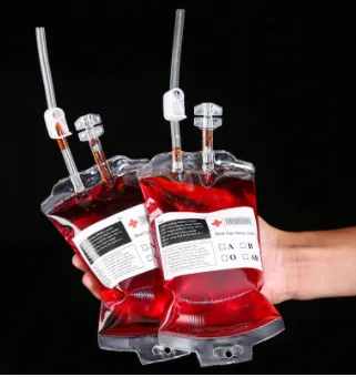 Transparent Food Grade PVC Drink Blood Bag Cosplay Pouches Props Halloween Party Decoration Supplies