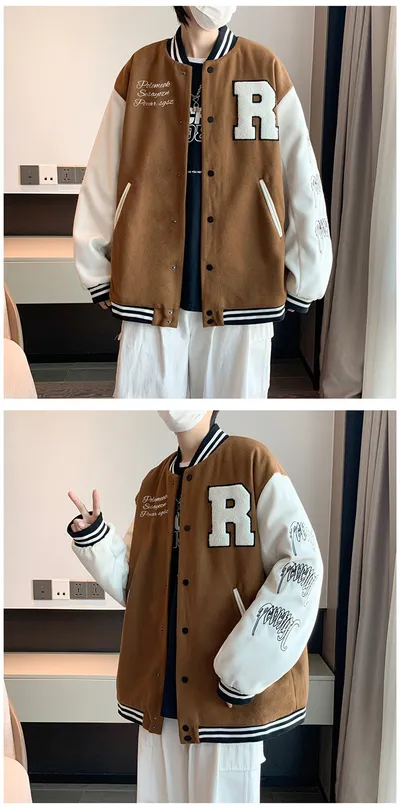 Coat Men's Hong Kong Style Trendy Brand Ins Loose Sports Baseball Uniform Harajuku Style Retro Casual Jacket Top