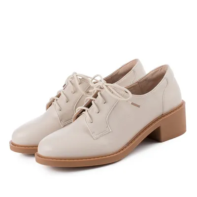 Thick heel mid-heel small leather shoes