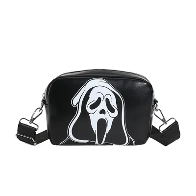 Halloween Printed Small Square Bag Funny Skull Pumpkin Bat Spider-web Shoulder Bags Trendy