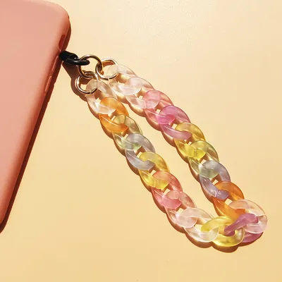 Fashion Frosted Acrylic Chain Mobile Phone Charm Candy Color Anti-lost Lanyard Women's Ornaments