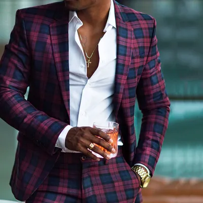 Fashion Plaid Single Breasted Suit Jacket