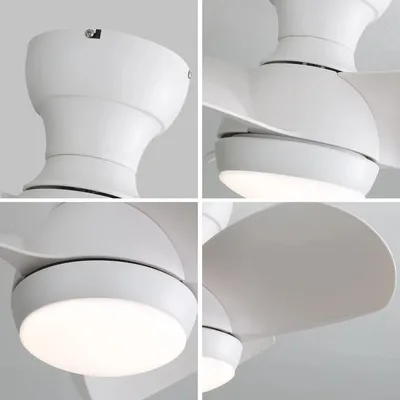 23 Inch Indoor Ceiling Fan With 3 Color Dimmable 3 ABS Blades Remote Control Reversible DC Motor White With 18W Led Light