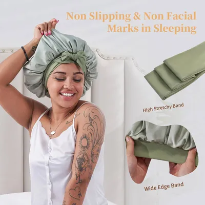 Silk Bonnet, Satin Hair Bonnet For Sleeping For Wavy Curly Natural Hair