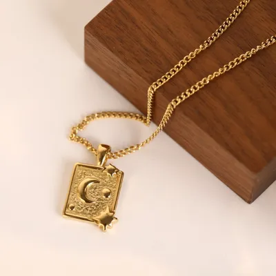 Square Pendant Titanium Steel Necklace Women