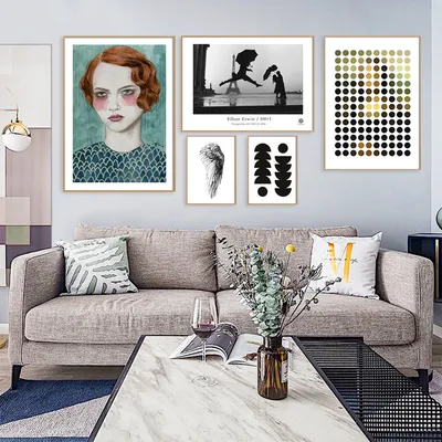 Decorative painting behind the sofa