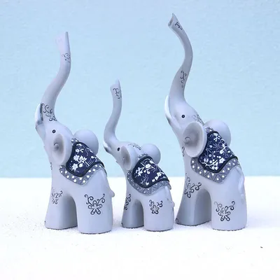 Craft Gift Family Of Three Elephant Decoration