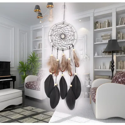 New Silver Leather Black Big Floating Dreamcatcher Home Crafts Ornaments Car Feather Wind Chimes