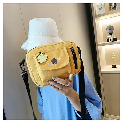Embroidered Planet Canvas Small Square Bag Lady
