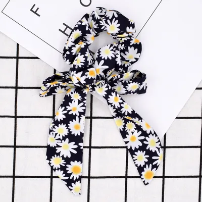 Small floral ponytail long streamer hair band