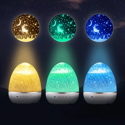 Night Light Dinosaur Eggshell Rotating Projector Romantic Starry Desk Lamp Colors Changing Gift For Children And Party