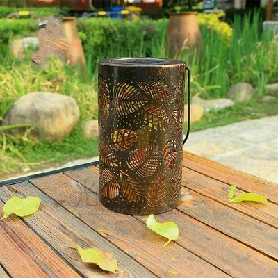 Outdoor solar garden lamp hollow wall hanging leaf projection lamp