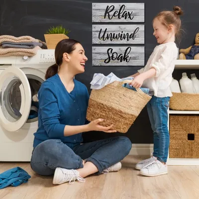 Retro Rustic Bathroom Wood Sign 3 Piece Craft Set