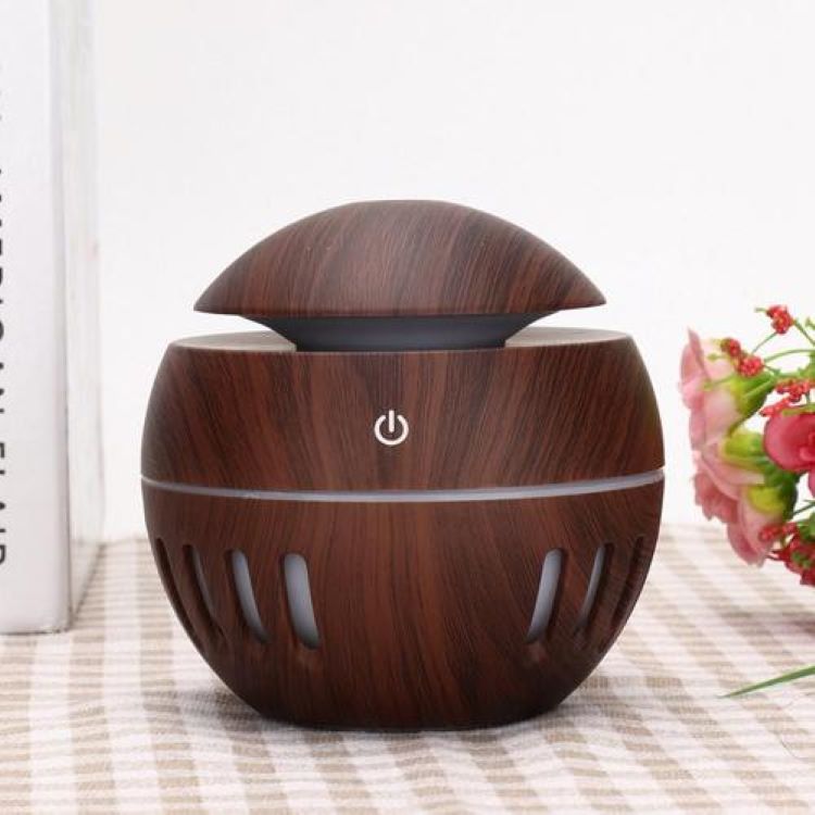 Portable Mini Wood Grain Round Air Humidifier, Household Desktop Ultrasonic Humidifier, Air Purifier Aroma Diffuser For Indoor Use