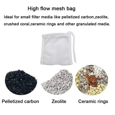 Fish Tank Small Sized Filter Bags, 6 Pack High Flow Bags 3 By 4 Inches Aquarium Filter Media Mesh Bags With Nylon Drawstrings,White