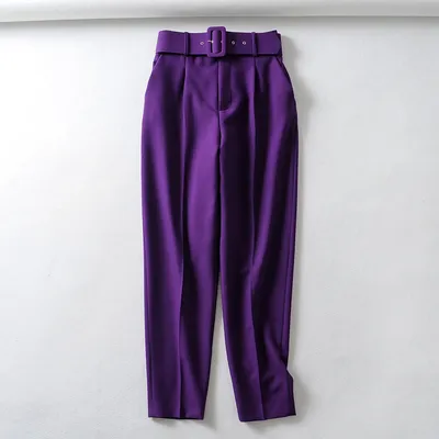 European And American Women's Clothing Plus Color With Belt Pants
