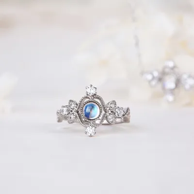 Blue Moonstone 925 Sterling Silver Ring