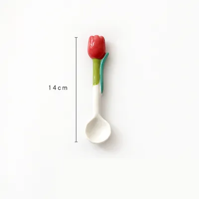 Ins Three Dimensional Small Flower Tulip Ceramic Spoon
