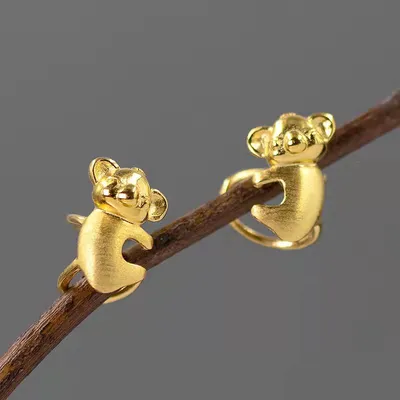 Koala's Hug S925 Sterling Silver Gold Plated Ear Clips