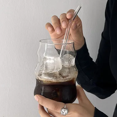 INS Wind Fat Dudu Glass Cup With Straw Large Capacity