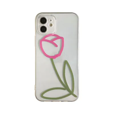 Simple Tulip Pattern Transparent Phone Case