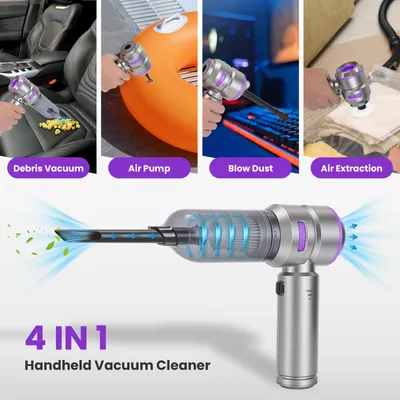 16000PA Handheld Car Vacuum Cleaner With Brushless Motor 2 Reusable Filters 4 In 1 Portable Cordless Compressed Air Duster & Blower For Car Office Home Camp