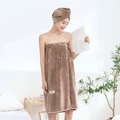 Ladies Home Embroidered Quick-drying Bath Dress