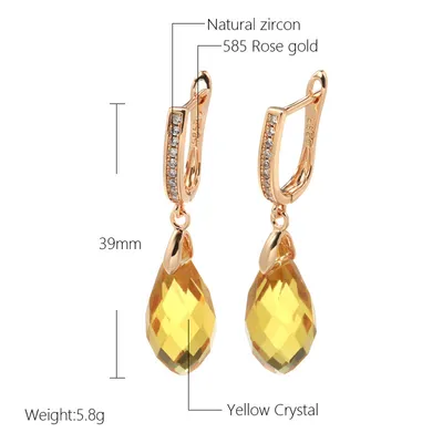 Women's Fashionable Temperament Yellow White Stone Earrings