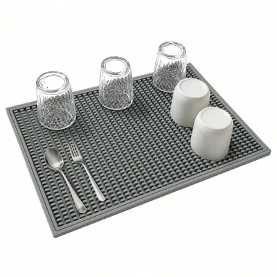 Set Of 2 18x12 Inch Heat Resistant Rubber Drying Mats, Multi Purpose Dish Draining Pads For Kitchen Countertops.