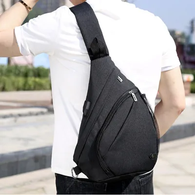 Men's Chest Bag Large Capacity Water Cup Storage Bag Travel USB Bag