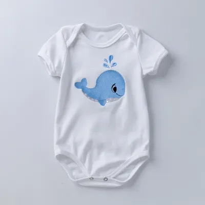 Cartoon animal alphabet black white baby romper