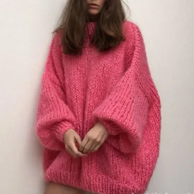 Loose Thin Warm Solid-color Top, Fashionable Puff Sleeves