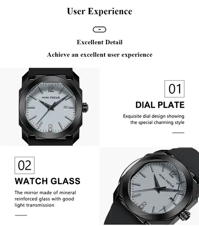 Simple Waterproof Calendar Silicone Band Men's Watch
