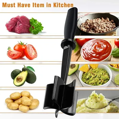 5 Blade Heat Resistant Nylon Meat Chopper Non Scratch Potato Masher Tool Safe For All Cookware Kitchen Utensil For Ground Beef Hamburger Smasher Cooking Tools