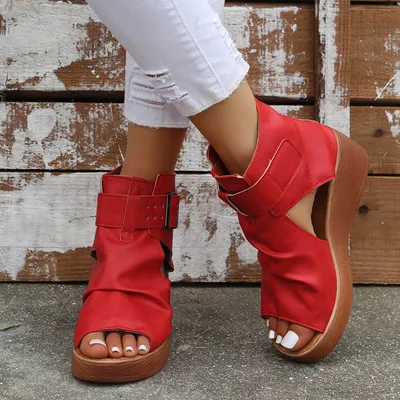Summer New Style Clip Sandals High-top Solid Color Fold Bag Heel Flat Beach Shoes