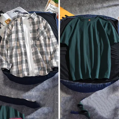Spring And Autumn Ins Plaid Shirt Men's Long Sleeve