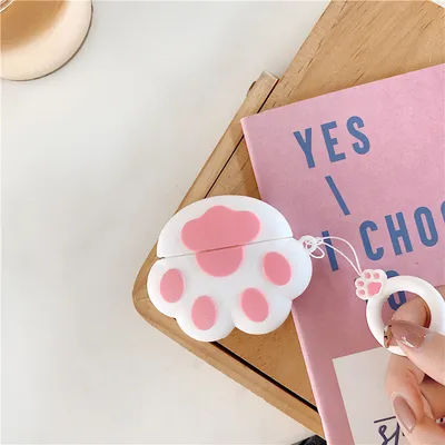 Stereo Cartoon Cat Paw Footprint Earphone Protective Cover