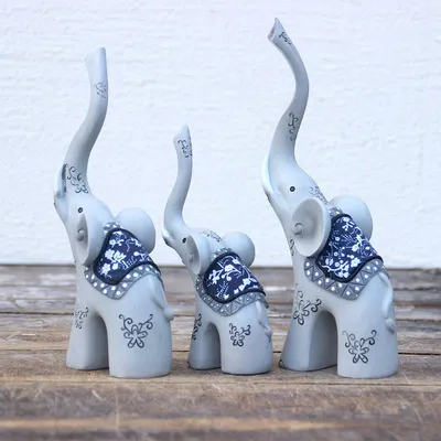 Craft Gift Family Of Three Elephant Decoration