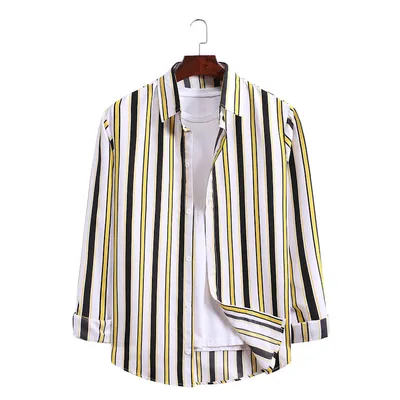Striped Printed Long-sleeved Shirt Plus Size Wave Pattern