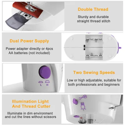 1Pc Electric Sewing Machine For Mothers' Day Gift Portable 2 Speed Overlock Foot With Foot Pedal LED Light