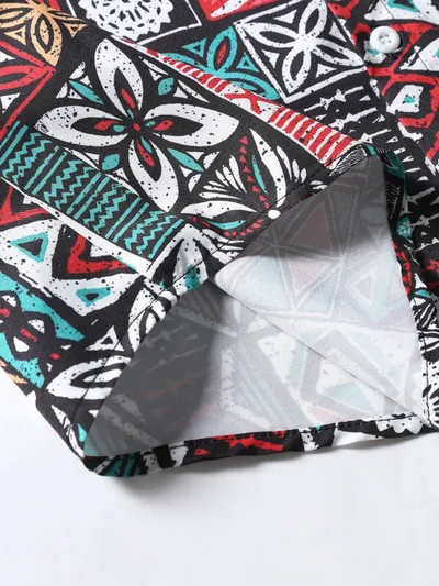 Men's Middle East Retro Pattern Digital Printing Short Sleeve Shirt