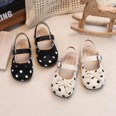 2026 Summer Fairy Style Baby Girls Closed Toe Ballet Sandals Bow Polka Dot Vintage Mary Jane Shoes
