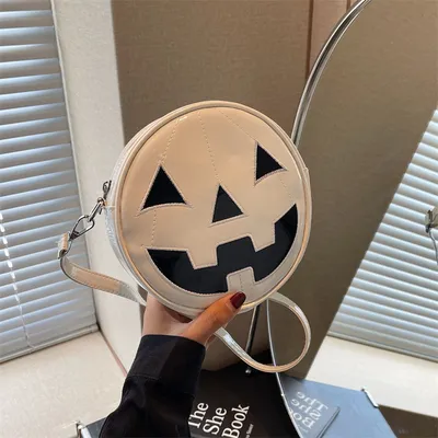 Halloween Pumpkin Small Round Bag Girls Funny Cute Shoulder Bag Personality Creative Messenger
